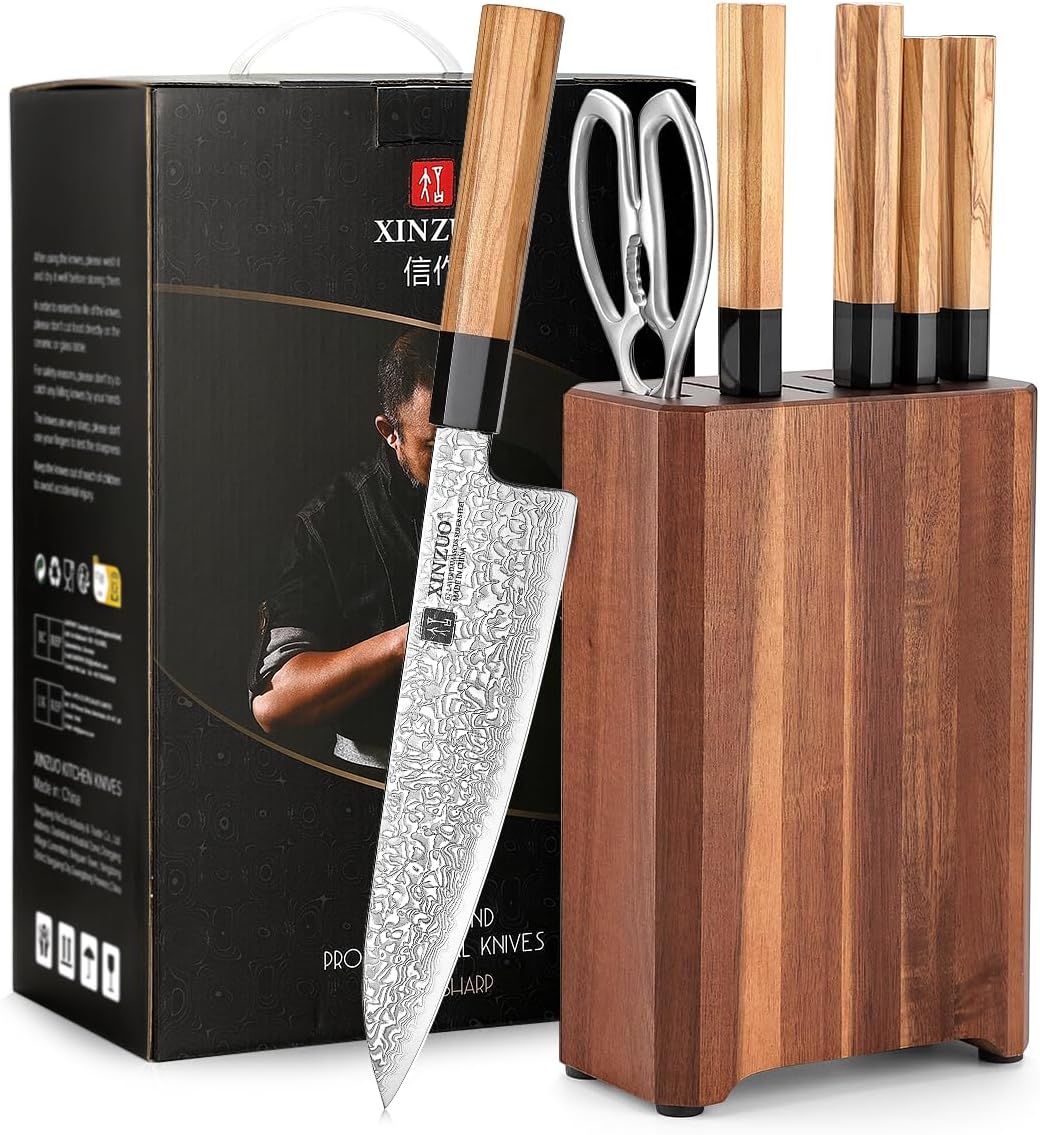 XINZUO Damascus Chef Knife Set